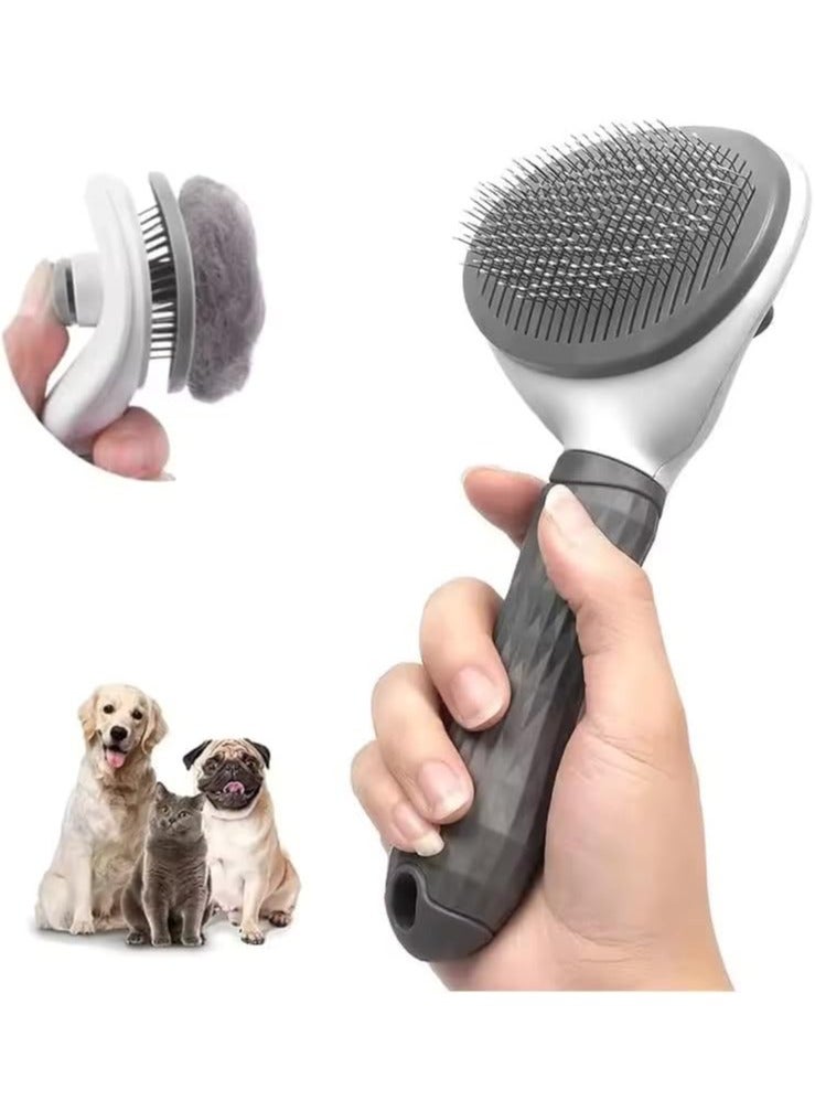 Cat Brush for Shedding and Cat Grooming, Self Cleaning Cat Hair Remover, Dog Brush for Puppy Kitten Massage, Pet Hair Remover Easy Removal of Loose Hair Tangled Hair and Shed Fur